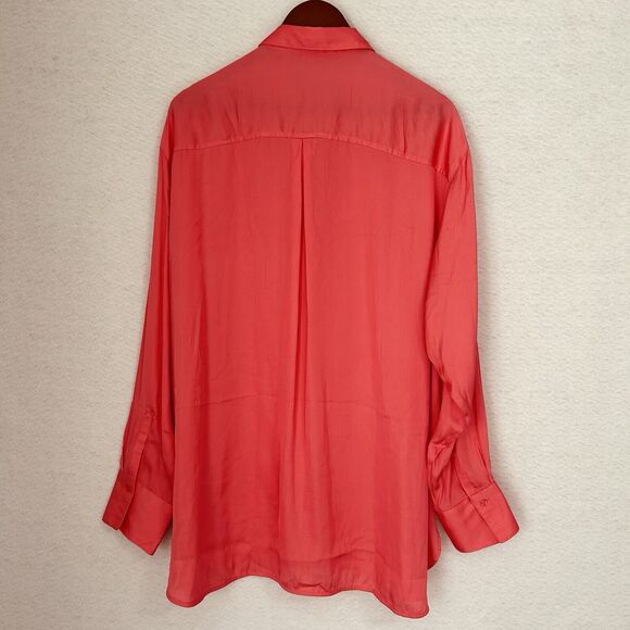 Old Navy Blouse Women XL Tall Pink Daylily Silky ButtonUp Tunic Office Comfy NWT - Picture 12 of 12